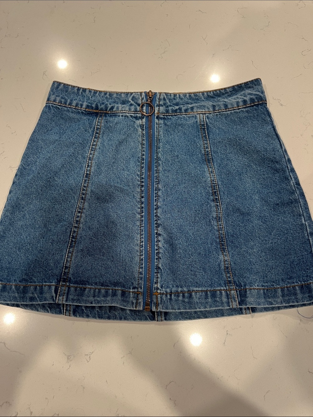 Forever 21 Blue Denim Front-Zip Mini Skirt